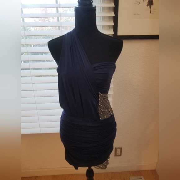 NAVY BLUE STUDDED DRESS - Picture 2 of 7